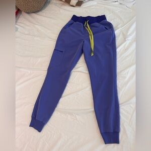 Figs Purple Jogger Pants with Lime Drawstring